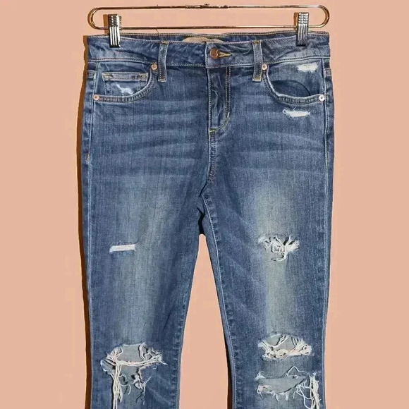 Joe’s Distressed Medium Wash Denim Ripped Skinny Jeans - Size 27 - Picture 2 of 4